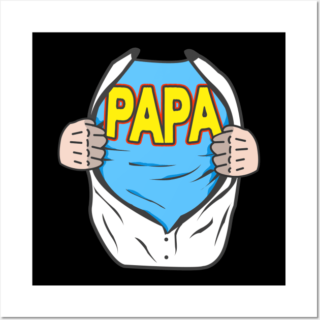 Papa Superhero Father Wall Art by Foxxy Merch